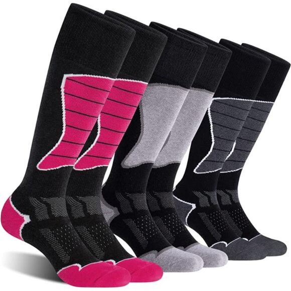 3 Pack Women's Ski Socks for Skiing Snowboarding Warm Winter Thermal Socks